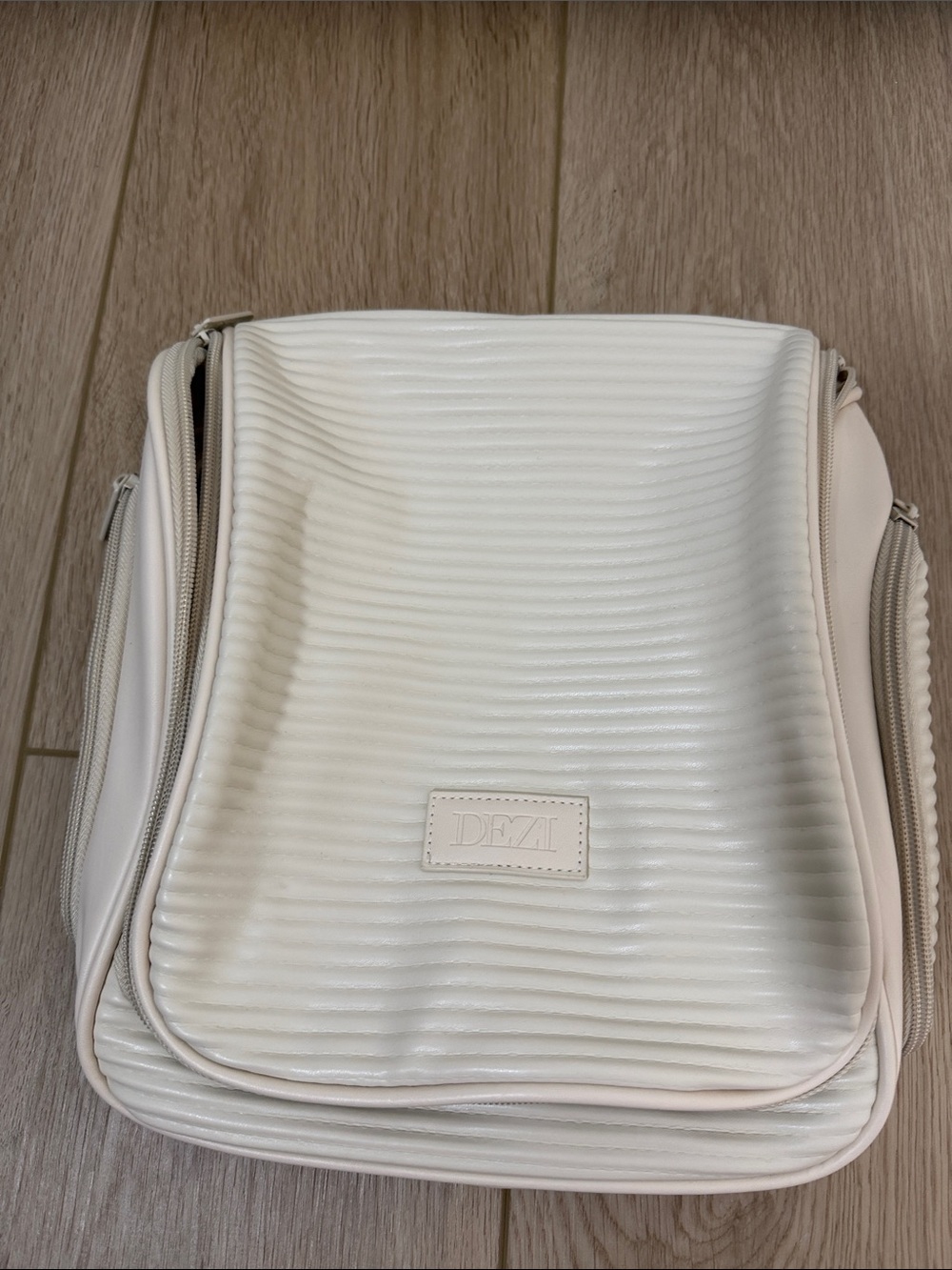 DEZI Cream Ribbed Cosmetic Crossbody Bag